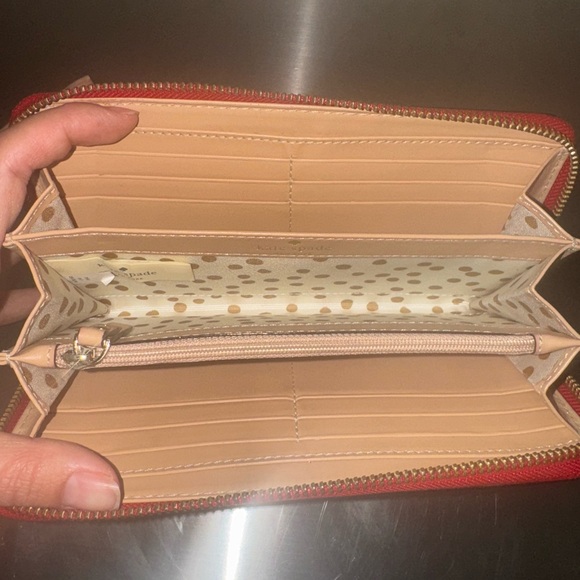 Kate Spade Red Leather Zip Wallet - Picture 2 of 6